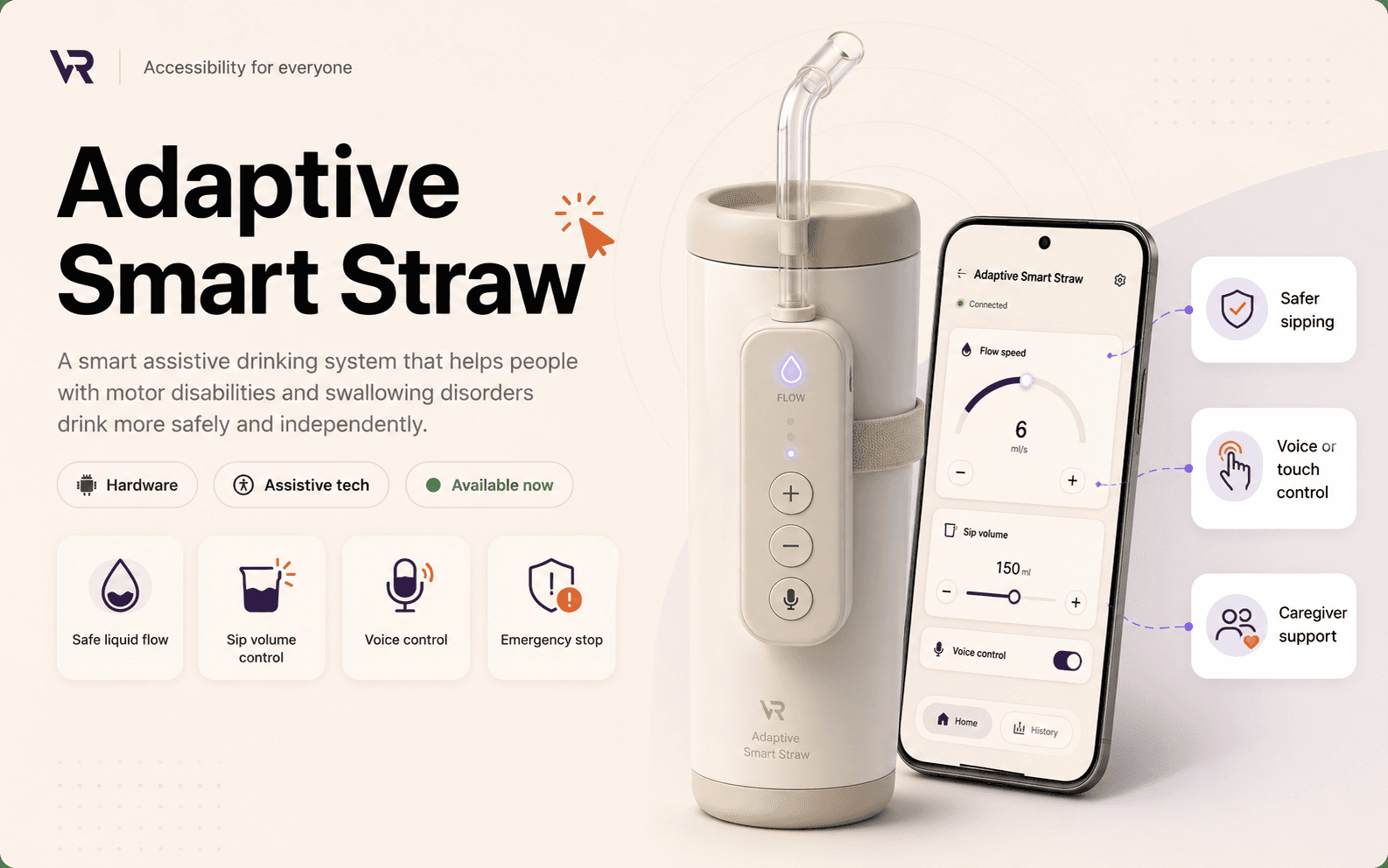 Adaptive Smart Straw assistive drinking system concept preview.